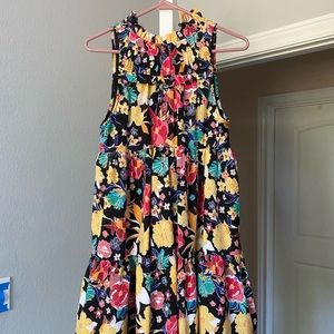 Floral High-Neck Flowy Dress